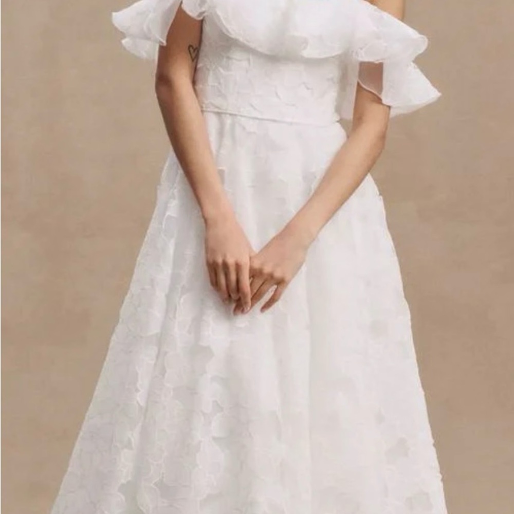 Jenny Yoo White One Shoulder A-Line Bridal Dress